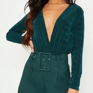 Emerald Slinky Plunge Bodysuit